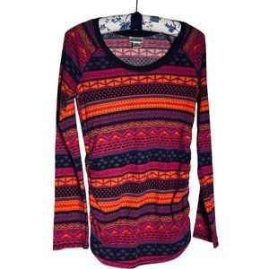 4/$25 Motherhood Maternity Fall Blooms Stripe Top Long Tab Sleeve Thermal Size M